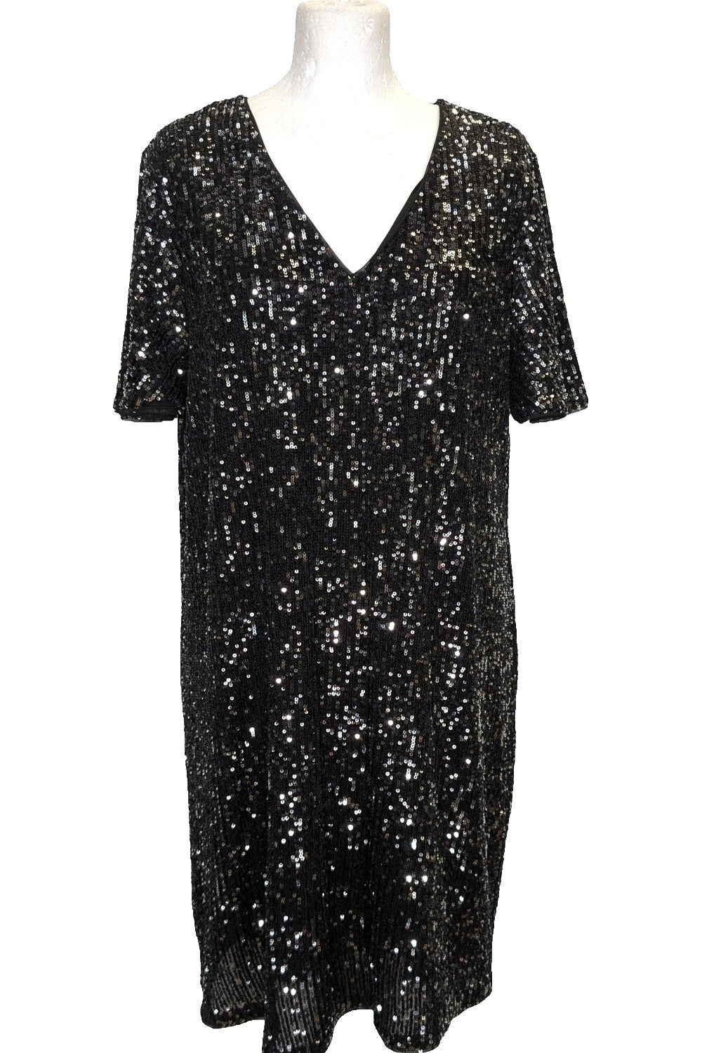 Robe noire satinée fleurie PROMOD 38/40 Robe noire satinée fleurie PROMOD 38/40