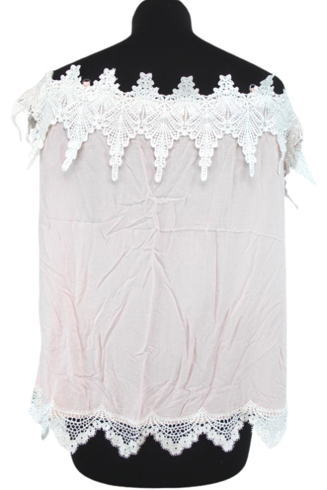 Débardeur élégant et léger - Encolure et bas en dentelle - ORCELLY - Taille M/L - Friperie - Seconde main
