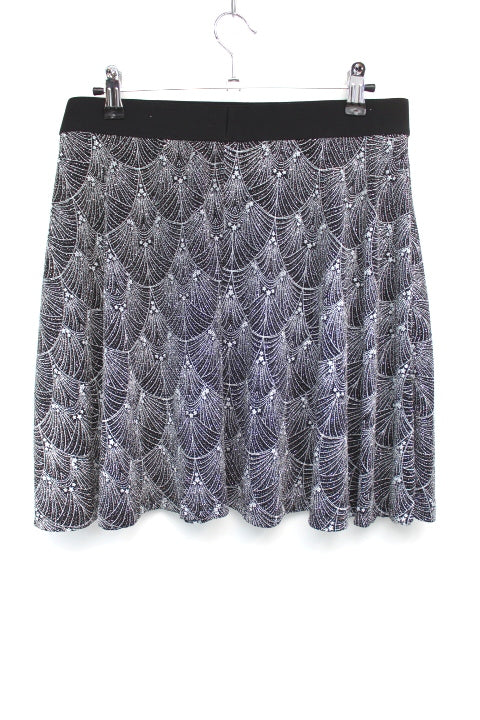 Jupe évasée et argentée avec ceinture élastique - H&M taille M - Vêtement de seconde main - Friperie en ligne