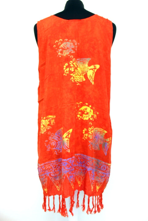 Robe d'été - Motifs poissons et franges - CELINE - Taille M - Friperie - Seconde main