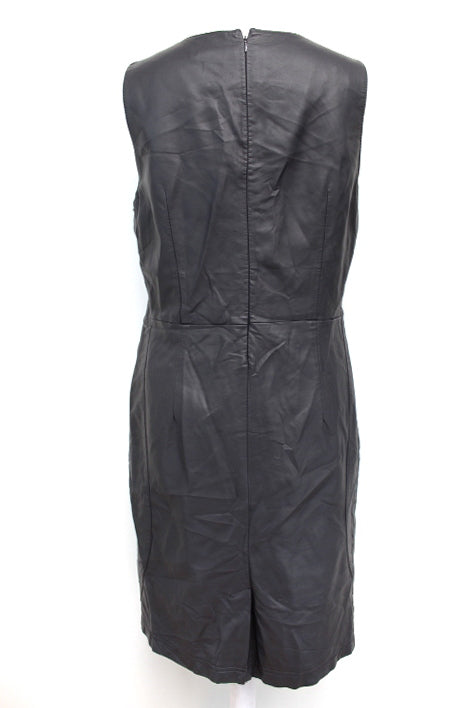 Robe effet cuir brodé avec poches - LAURA JO taille XL - Vêtement de seconde main - Friperie en ligne
