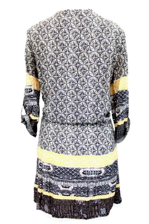 Robe fluide et doublée avec collier plat cousu et cordon de ceinture Armand THIERY taille 36 - Vêtement de seconde main - Friperie en ligne