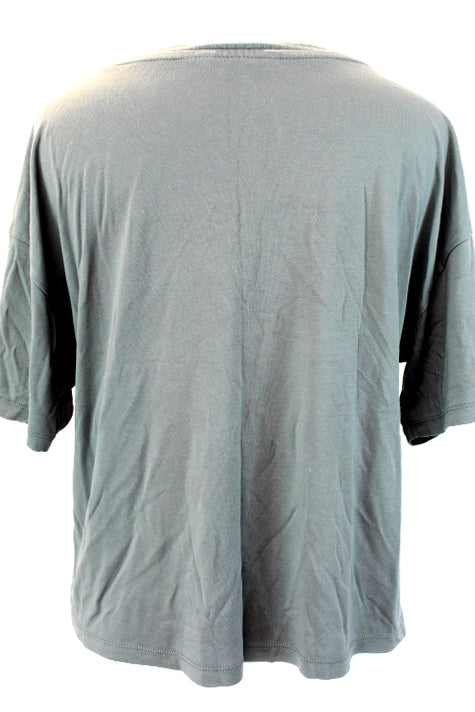 Tee-shirt court et léger avec encolure côtelée CAMAÏEU taille 48 - Vêtement de seconde main - Friperie en ligne