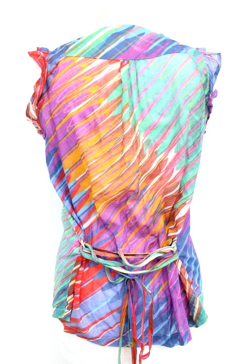 Top 100 % coton avec lacet de cintrage et volants aux épaules CKS WOMEN Taille S - Vêtement de seconde main - Friperie en ligne