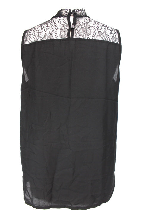 Top en voilage - Dentelle et col montant - JACQUELINE DE YONG - Taille 38 - Friperie - Seconde main