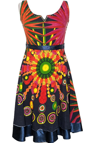 Robe Desigual Fille 14 Ans - Modèle Piro, Manches Longues, Noir Et Rouge (NEUVE)