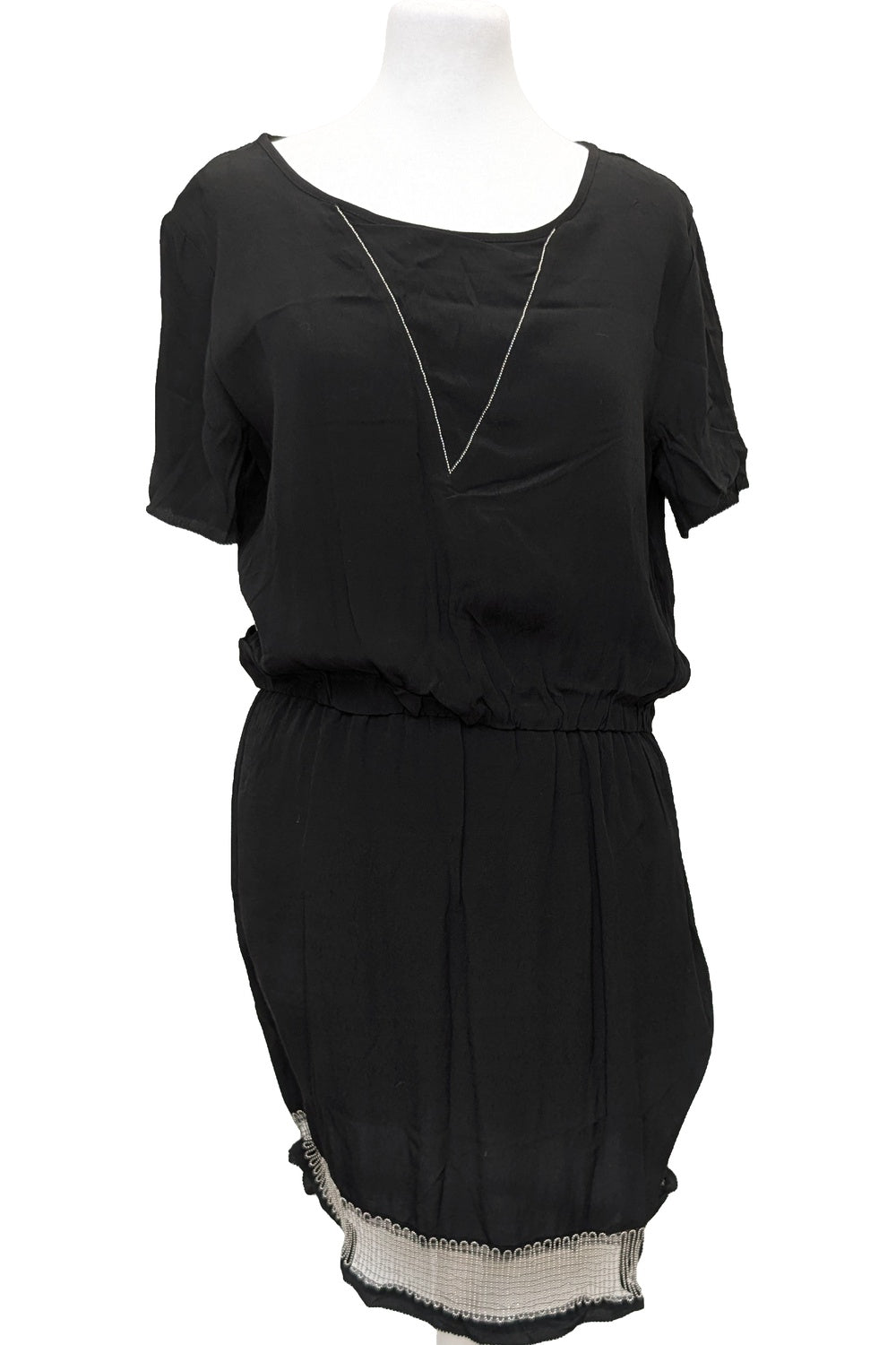 Robe Suncoo Sans Manches – Noir, Crème Et Rose | Taille 38 | Doublée | Style Casual Fleuri