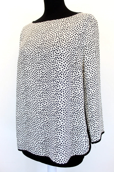 Blouse blanche et noire La Redoute Essentiel taille 36