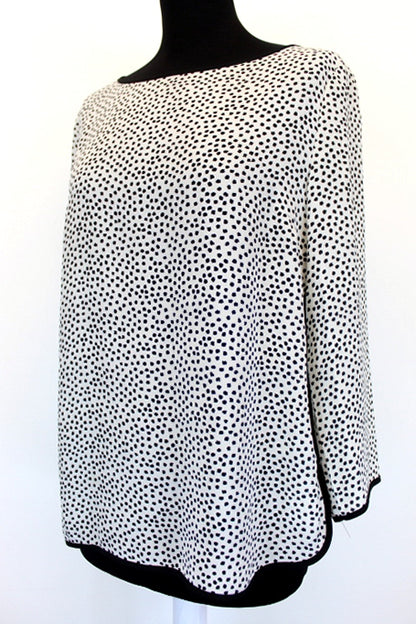 Blouse blanche et noire La Redoute Essentiel taille 36