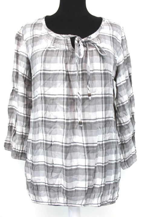 Blouse élastiquée à carreaux Armand Thiery taille XL - friperie femmes, vêtements d'occasion, seconde main