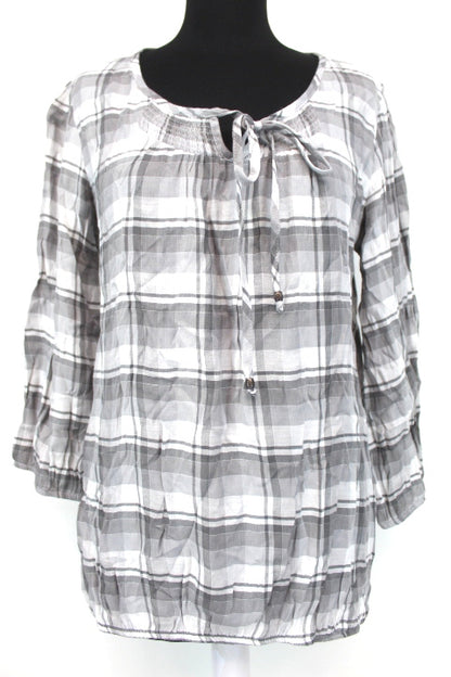 Blouse élastiquée à carreaux Armand Thiery taille XL - friperie femmes, vêtements d'occasion, seconde main