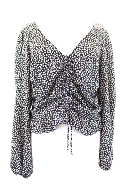 Blouse fleurie effet drapé H&M taille M - seconde main - friperie