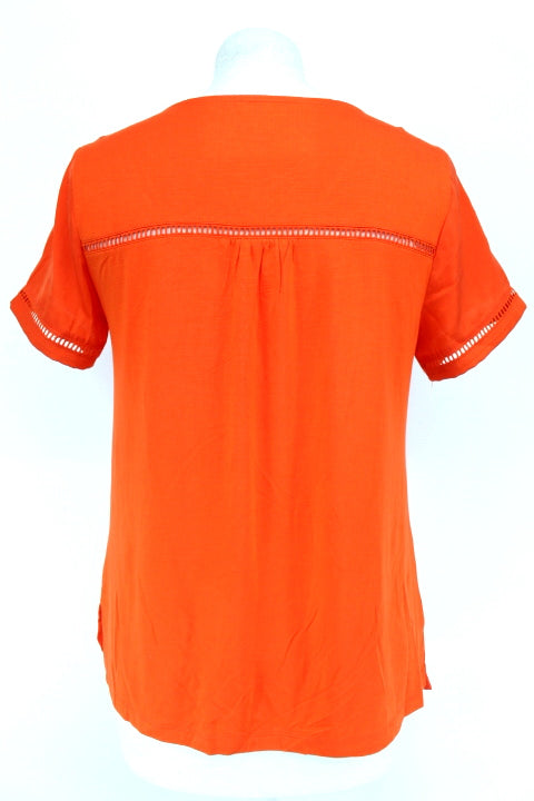 Blouse légère avec trous fantaisie sur le col, le bas des manches et dans le dos - CAMAÏEU - Taille XS - Friperie - Seconde main