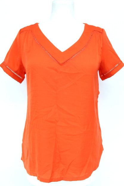 Blouse légère avec trous fantaisie sur le col, le bas des manches et dans le dos - CAMAÏEU - Taille XS - Friperie - Seconde mainC