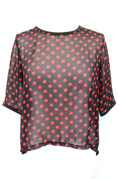 Blouse transparente à pois Naf Naf taille 36 - friperie femmes, vêtements d'occasion, seconde main