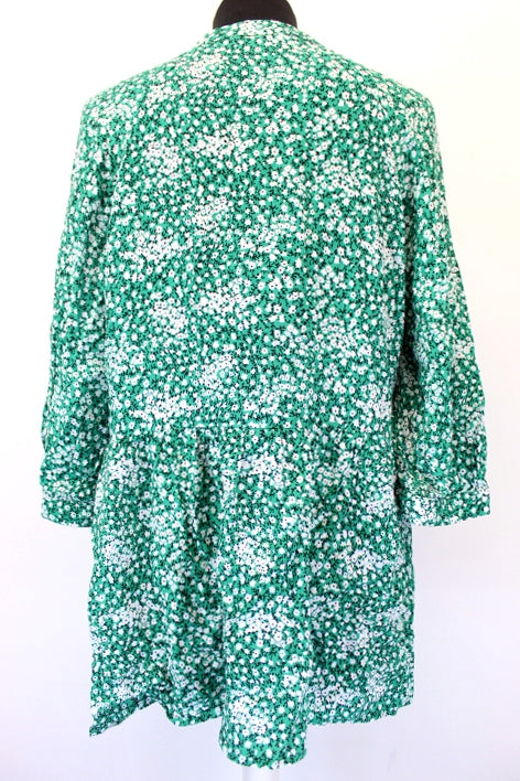 Blouse verte et fleurs Camaïeu taille 42