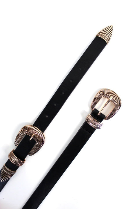 Ceinture noire et dorée Jennyfer 81-91 cm - friperie femmes, vêtements d'occasion, seconde main