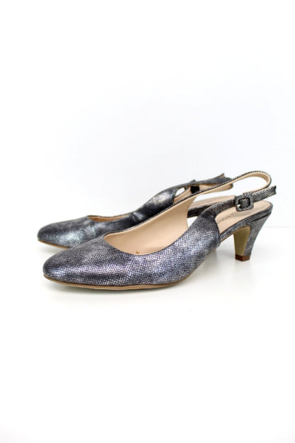 Chaussures argentées motif reptile Di Fontana pointure 39 - friperie femmes, vêtements d'occasion, seconde main