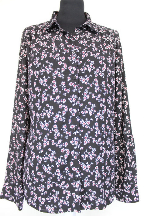 Chemise noir à fleur camaïeu taille 40 friperie occasion seconde main