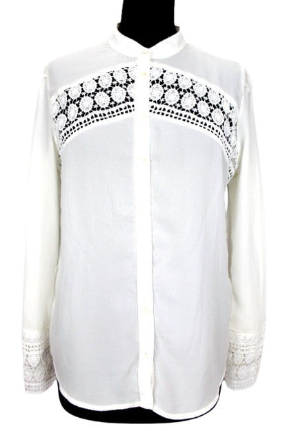 Chemisier blanc broderie anglaise Kiabi taille 38 - friperie femmes, vêtements d'occasion, seconde main