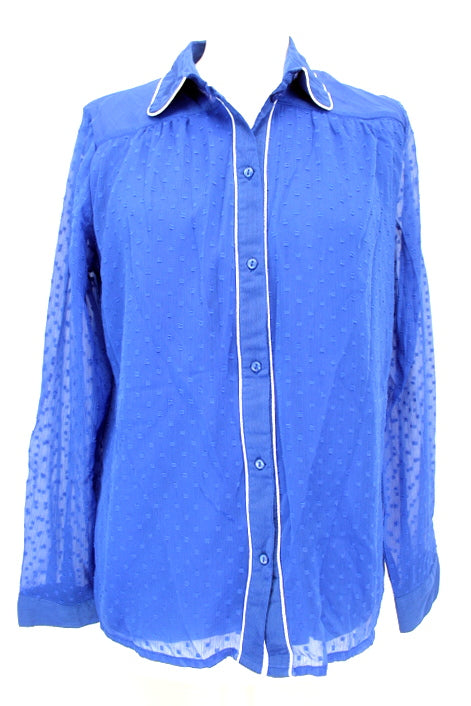 Chemisier bleu électrique semi transparent Only taille 38 - friperie femmes, vêtements d'occasion, seconde main