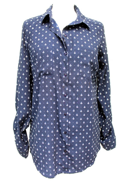 Chemisier léger avec motifs d'encre marine PIMKIE taille 42/44 - Vêtement de seconde main - Friperie en ligne