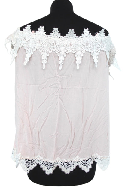 Débardeur élégant et léger - Encolure et bas en dentelle - ORCELLY - Taille M/L - Friperie - Seconde main