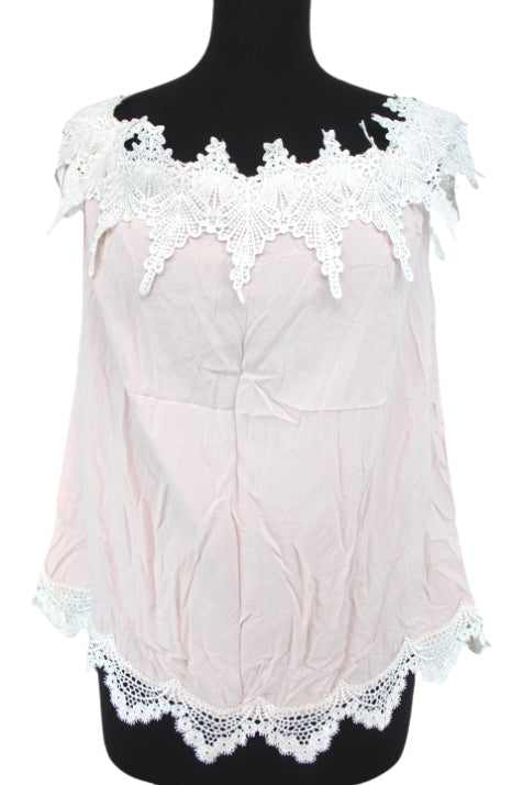 Débardeur élégant et léger - Encolure et bas en dentelle - ORCELLY - Taille M/L - Friperie - Seconde main