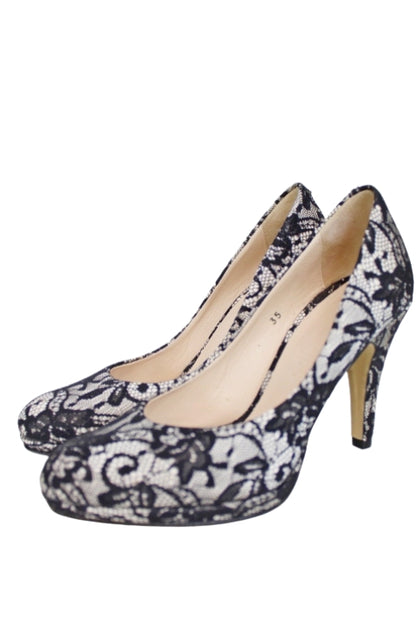 Escarpins dentelle bicolore pointeur 35 - friperie en ligne