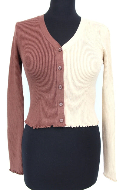 Gilet court - Finition bas et manche froufrou - JENNYFER - Taille M - Friperie - Seconde main