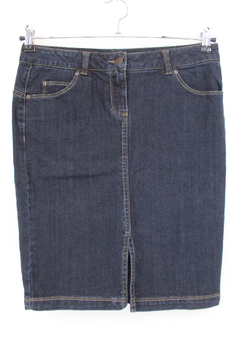 Jupe en jean fendue devant Camaïeu taille 38 - friperie femmes, vêtements d'occasion, seconde main