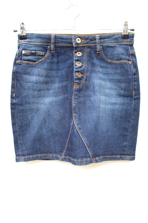 Jupe en jeans droite avec poches et fermeture à boutons BONOBO taille 36 - Vêtement de seconde main - Friperie en ligne