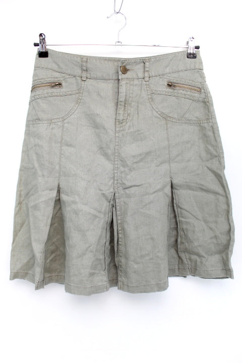Jupe en lin à fausses poches devant Camaïeu taille 44 - friperie femmes, vêtements d'occasion, seconde main