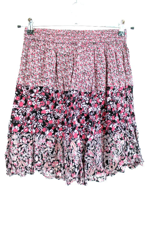 Jupe légère, évasée et fleurie - Ceinture élastique - WOMEN ONLY - Taille 42 - Friperie - Seconde main