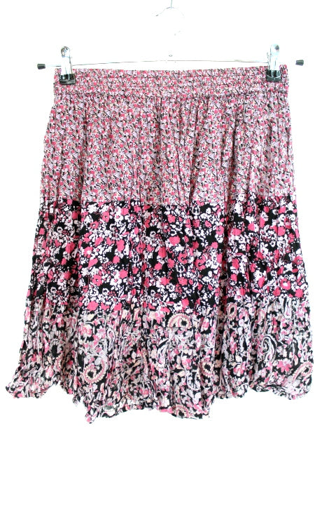 Jupe légère, évasée et fleurie - Ceinture élastique - WOMEN ONLY - Taille 42 - Friperie - Seconde main