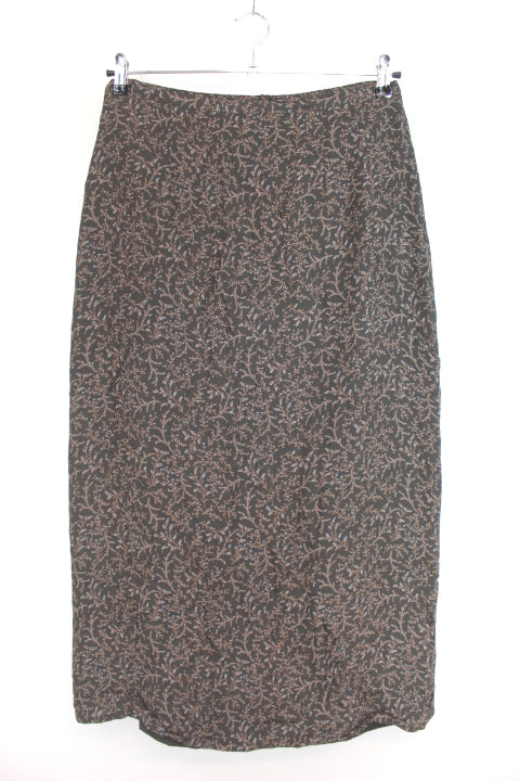 Jupe longue et légère - Motifs feuillages - Fermeture éclaire et fendue à l'arrière - AGNES FLO - Taille 44 - Friperie - Seconde main