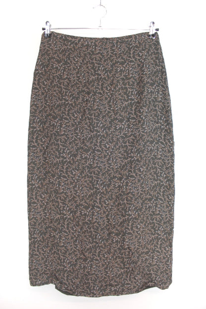 Jupe longue et légère - Motifs feuillages - Fermeture éclaire et fendue à l'arrière - AGNES FLO - Taille 44 - Friperie - Seconde main