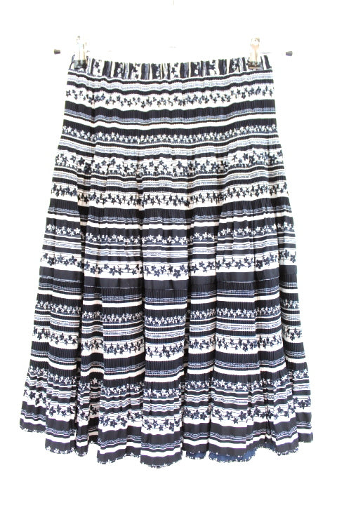 Jupe mi-longue évasée à plis bijoux - Ceinture élastique - ROSELINE - Taille 38 - Friperie - Seconde main