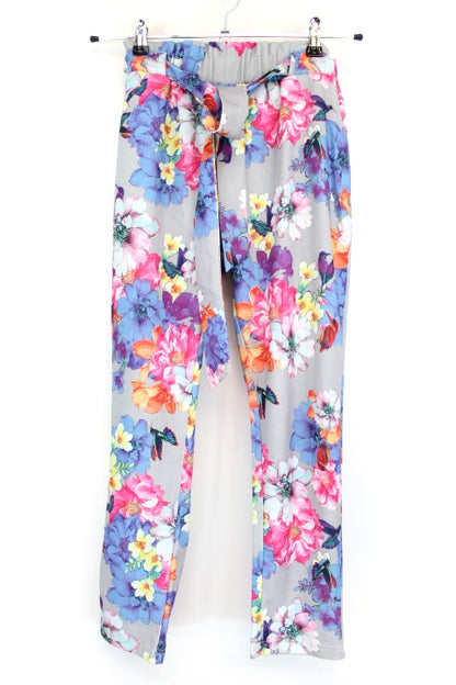 Pantalon fleuri froncé à la taille Cherry Koko taille 38-40 - friperie femmes, vêtements d'occasion, seconde main