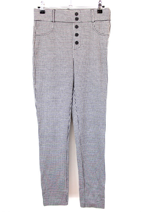Pantalon slim pied de poule avec faux boutons et fausses poches ZARA taille M - Vêtement de seconde main - Friperie en ligne