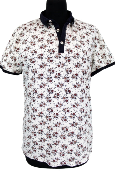 Polo fleuri Anderwood taille L - friperie femmes, vêtements d'occasion, seconde main