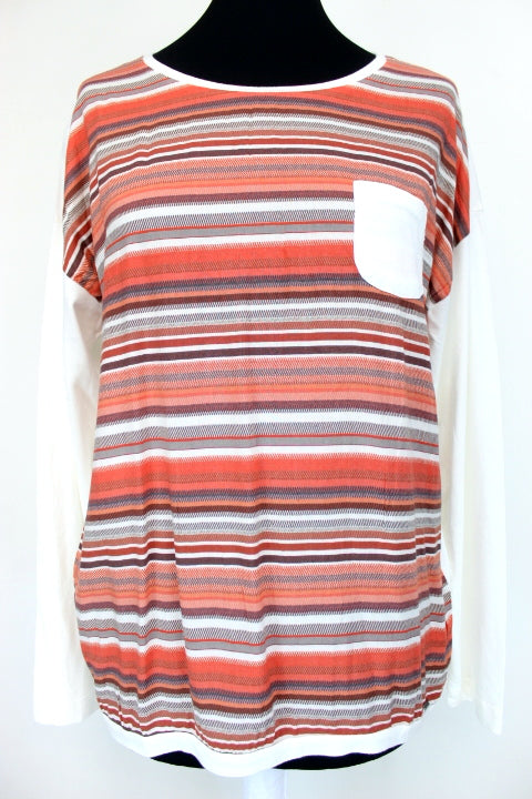 Pull blanc rayé rouge Mat de Misane taille 40 friperie occasion seconde main