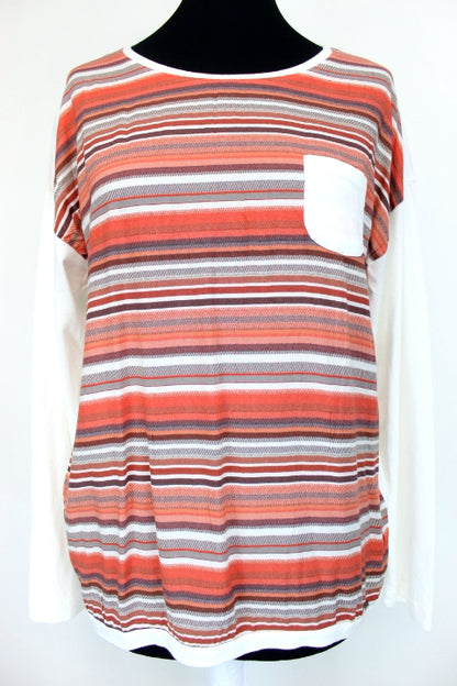 Pull blanc rayé rouge Mat de Misane taille 40 friperie occasion seconde main