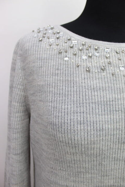 Pull gris à strass Camaïeu taille S