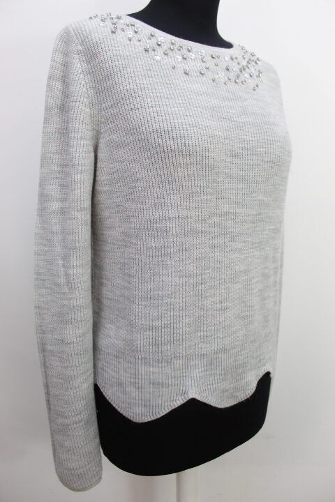 Pull gris à strass Camaïeu taille S