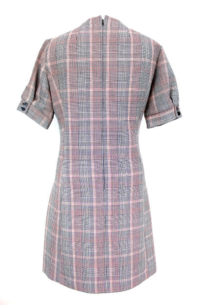 Robe à petits carreaux - Manches courtes avec boutons - Fermeture éclaire à l'arrière - H & M - Taille 38 - Friperie - Seconde main