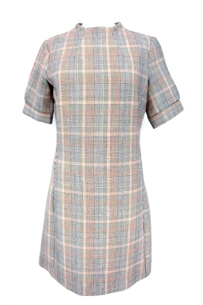 Robe à petits carreaux - Manches courtes avec boutons - Fermeture éclaire à l'arrière - H & M - Taille 38 - Friperie - Seconde main