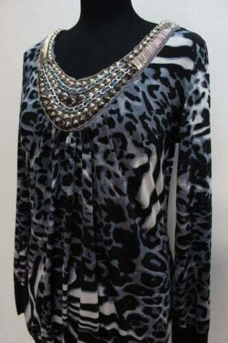 Robe bi matière col bijoux Chic Baza taille M