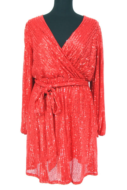 Robe de soirée cache-cœur à sequins - Ceinture associée - SHEIN - Taille 36 - Friperie - Seconde main