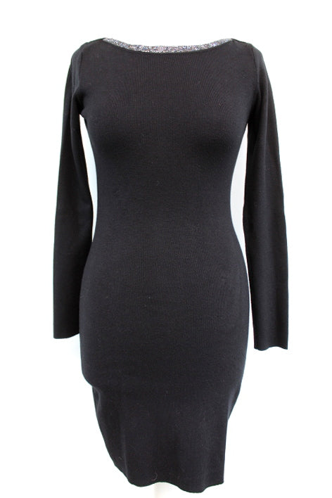 Robe en maille avec encolure argenté ENZORIA taille 36/38 - Vêtement de seconde main - Friperie en ligne